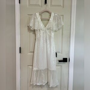 Lulus white shimmer dress Small